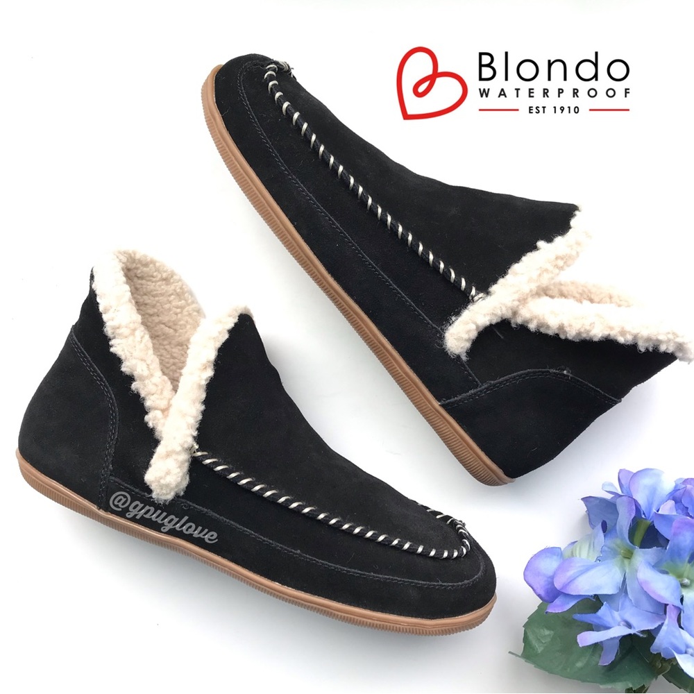 BLONDO Black Serene Waterproof Suede Slipper Boots 8